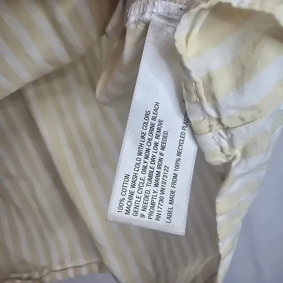 Universal Thread Striped Popover Top M Yellow Cotton Coastal Nautical Summer - Picture 4 of 6